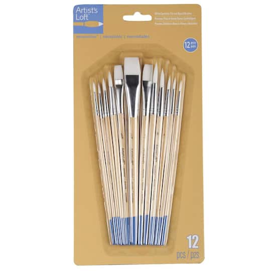 White Synthetic Flat & Round Brushes by Artist's Loft® Necessities™